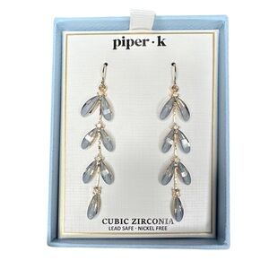 Piper K Blue and Gold Leaf Earrings
